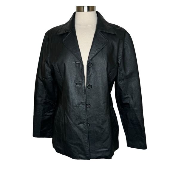 Tuskany Italy New York Leather Button Front Jacket with Shoulder Pads Women’s XL - Picture 11 of 11